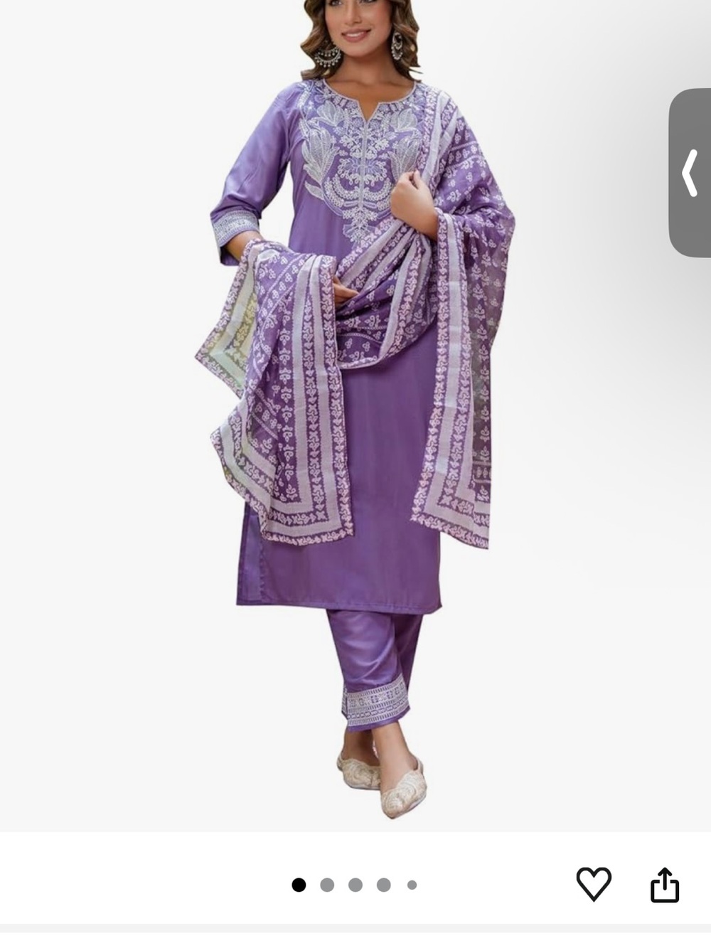 Lavender Embroidered Salwar Kameez Set with Matching Dupatta